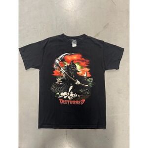 Y2K 2000s Black Disturbed band tee size M